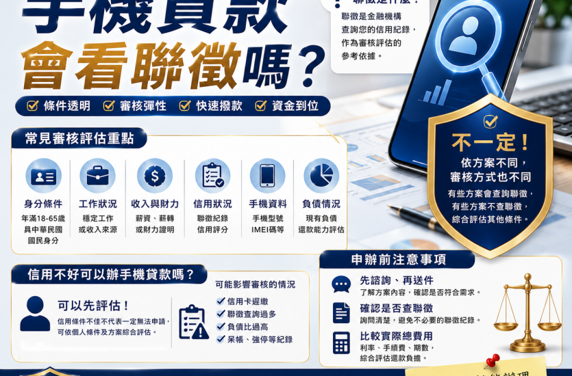 手機貸款會看聯徵嗎？2026信用不好可以辦嗎？聯徵與審核方式完整解析｜大眾理財
