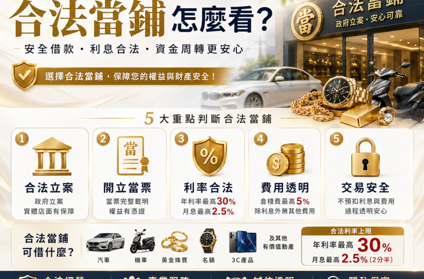 合法當鋪怎麼看？2026當鋪借款、利息與安全申辦完整指南｜大眾理財