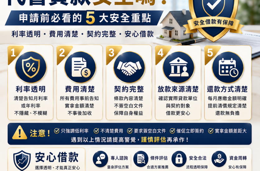 代書貸款安全嗎？2026申請前必看的5大風險與注意事項｜大眾理財