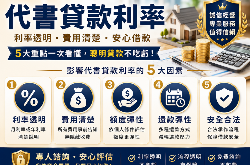 代書貸款利率多少？2026利息、月息與費用完整解析｜大眾理財