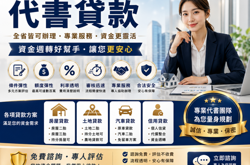 代書貸款是什麼？2026申請條件、額度、利率與流程｜大眾理財