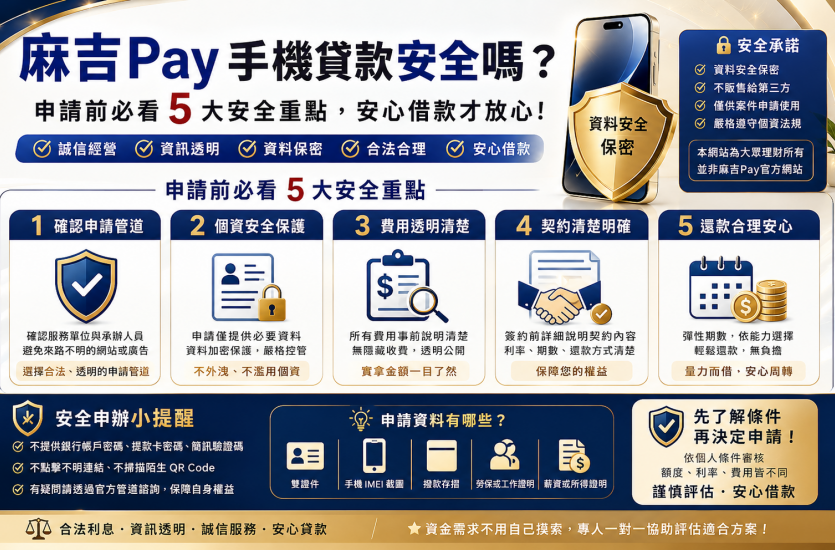 麻吉Pay手機貸款安全嗎？2026申請前必看5大注意事項